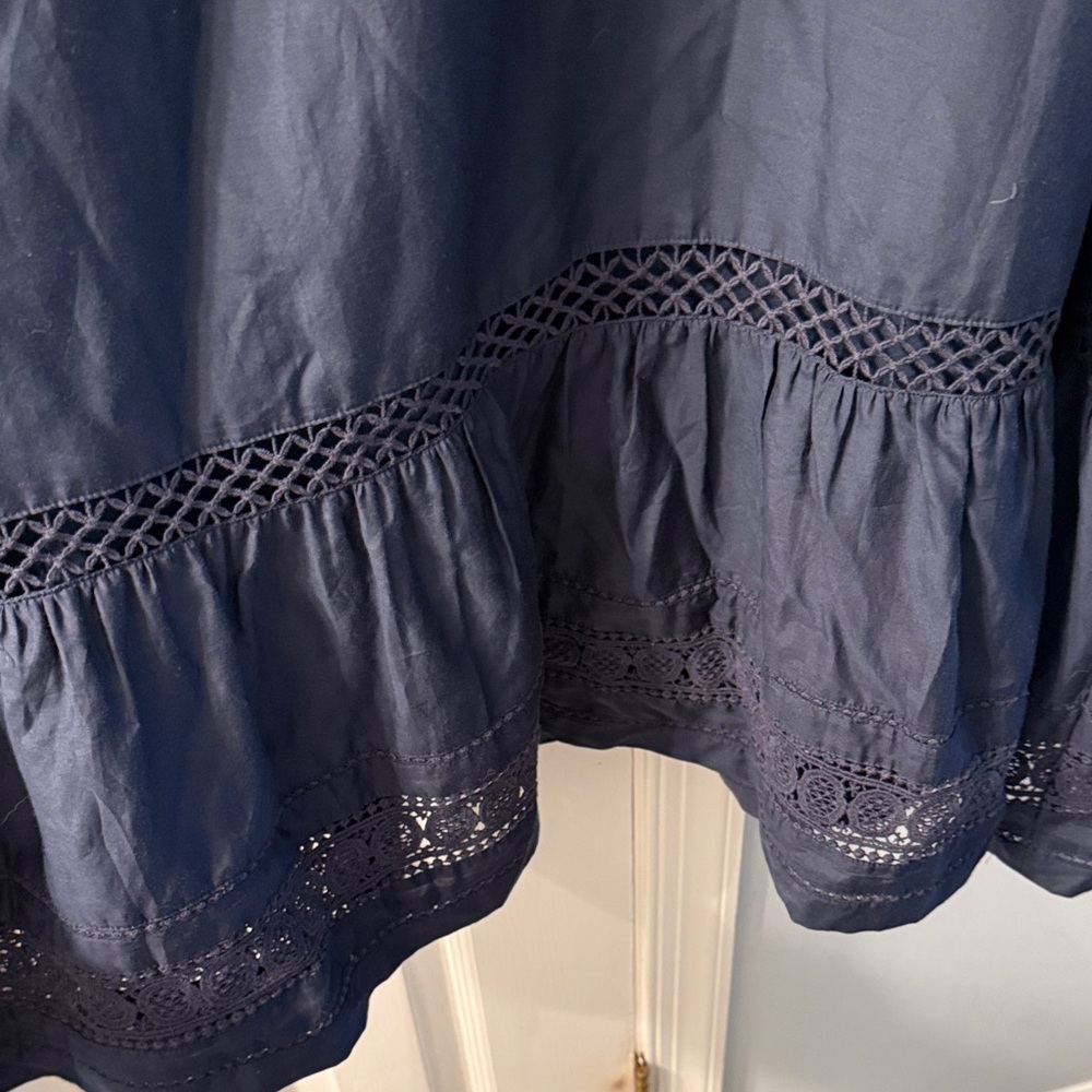 Marie Oliver Navy Blue Mini Dress with Eyelet Trim - Picture 5 of 6